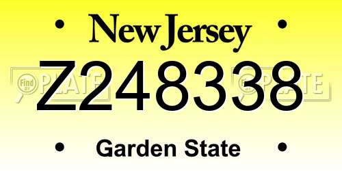 Z248338 New Jersey License Plate