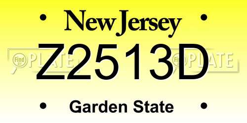 Z2513D New Jersey License Plate