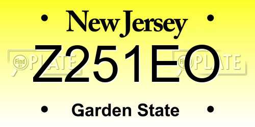 Z251EO New Jersey License Plate