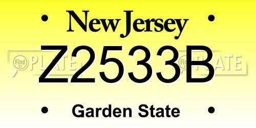 Z2533B New Jersey License Plate