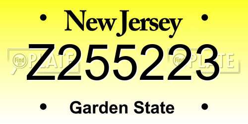 Z255223 New Jersey License Plate