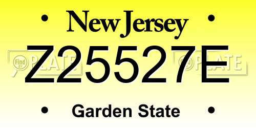 Z25527E New Jersey License Plate