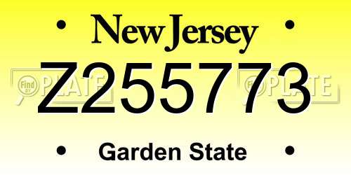 Z255773 New Jersey License Plate