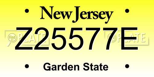 Z25577E New Jersey License Plate