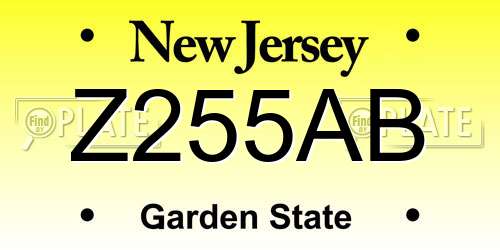 Z255AB New Jersey License Plate