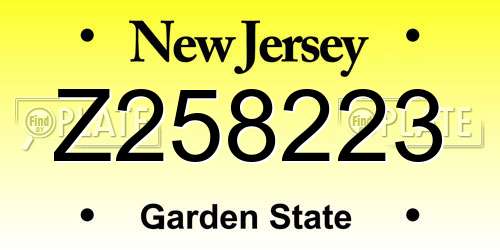 Z258223 New Jersey License Plate