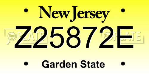 Z25872E New Jersey License Plate