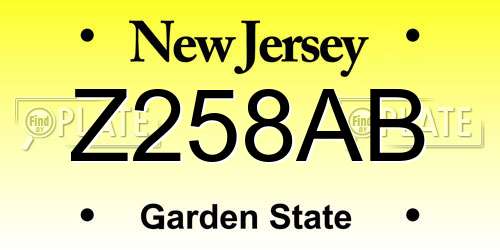 Z258AB New Jersey License Plate