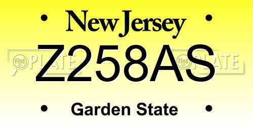 Z258AS New Jersey License Plate