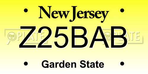 Z25BAB New Jersey License Plate