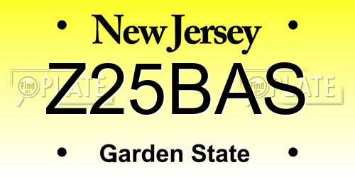 Z25BAS New Jersey License Plate