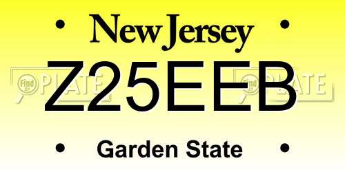 Z25EEB New Jersey License Plate