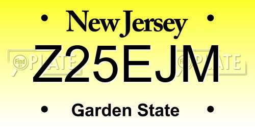 Z25EJM New Jersey License Plate