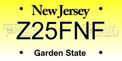 Z25FNF New Jersey License Plate