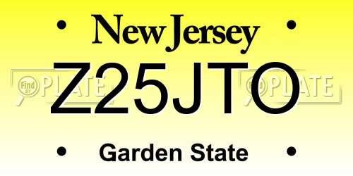 Z25JTO New Jersey License Plate