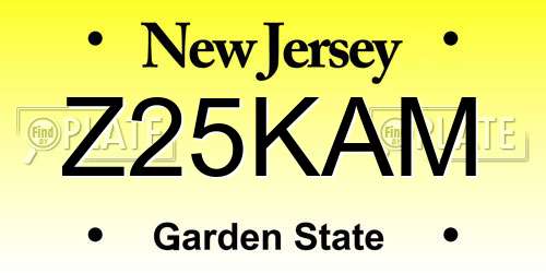 Z25KAM New Jersey License Plate