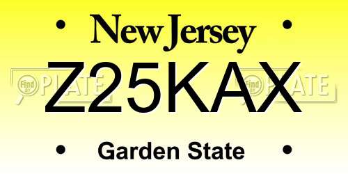 Z25KAX New Jersey License Plate
