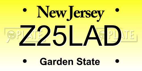 Z25LAD New Jersey License Plate