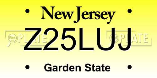 Z25LUJ New Jersey License Plate