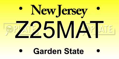 Z25MAT New Jersey License Plate