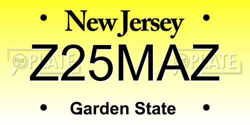 Z25MAZ New Jersey License Plate