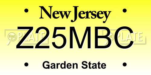 Z25MBC New Jersey License Plate