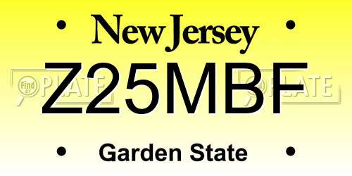 Z25MBF New Jersey License Plate