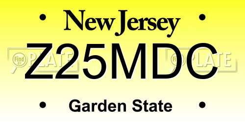 Z25MDC New Jersey License Plate