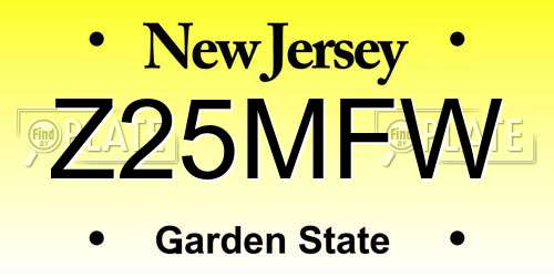 Z25MFW New Jersey License Plate