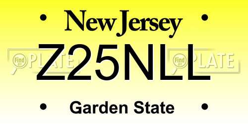 Z25NLL New Jersey License Plate