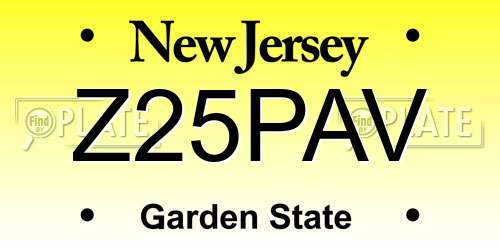 Z25PAV New Jersey License Plate