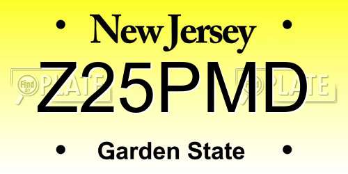 Z25PMD New Jersey License Plate