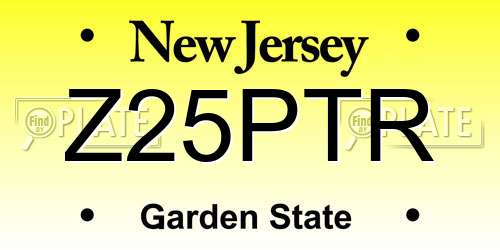 Z25PTR New Jersey License Plate