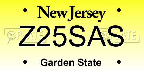 Z25SAS New Jersey License Plate