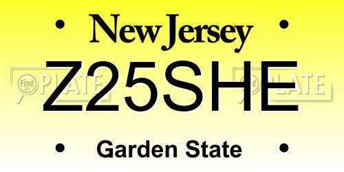 Z25SHE New Jersey License Plate