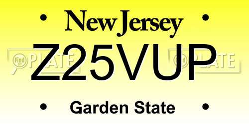 Z25VUP New Jersey License Plate