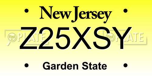 Z25XSY New Jersey License Plate