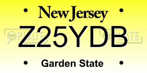 Z25YDB New Jersey License Plate