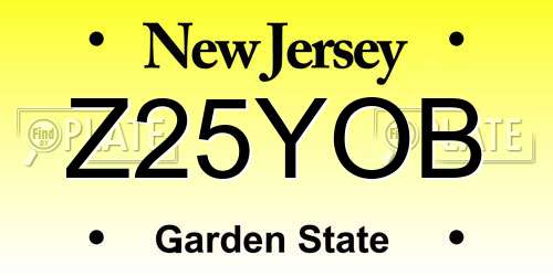 Z25YOB New Jersey License Plate
