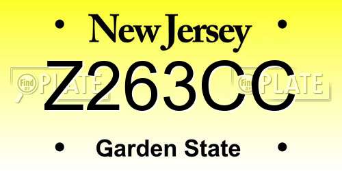 Z263CC New Jersey License Plate