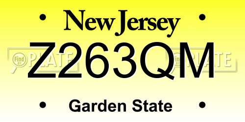 Z263QM New Jersey License Plate