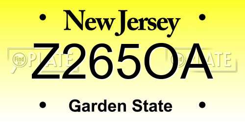 Z265OA New Jersey License Plate