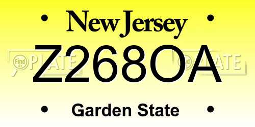Z268OA New Jersey License Plate