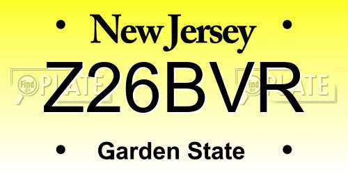 Z26BVR New Jersey License Plate