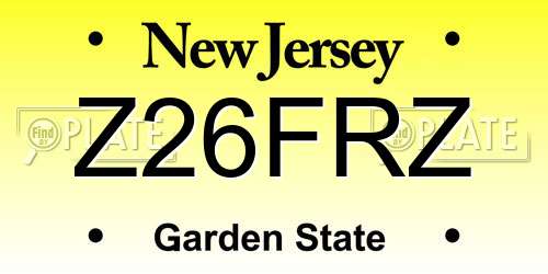 Z26FRZ New Jersey License Plate
