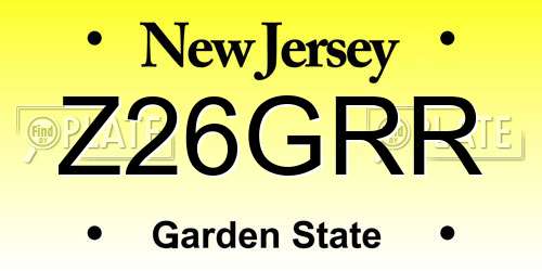Z26GRR New Jersey License Plate