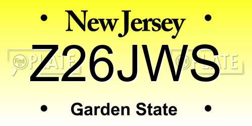 Z26JWS New Jersey License Plate