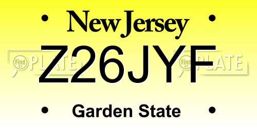 Z26JYF New Jersey License Plate