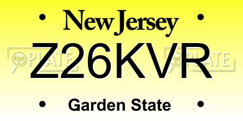 Z26KVR New Jersey License Plate