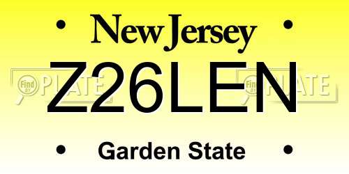 Z26LEN New Jersey License Plate